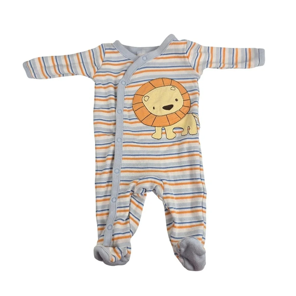 Baby Boy Clothes Vintage Gymboree 2010 Preemie Jungle Lion Stripe Footie Outfit